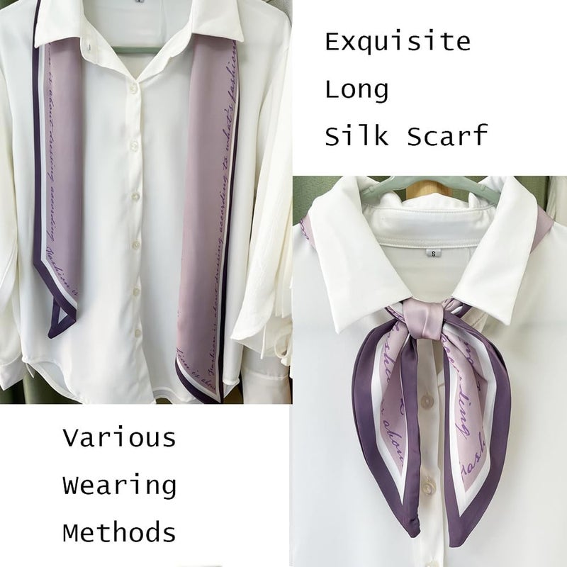 FONYVE Silk Head Scarf for Hair Fashion Headwrap for Women Lightweight Neck Tie - Image 5